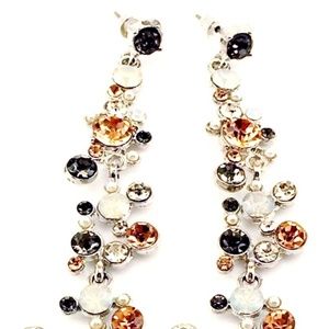 VICTORIAN REVIVAL RHINESTONE EARRINGS PEACH GRAY